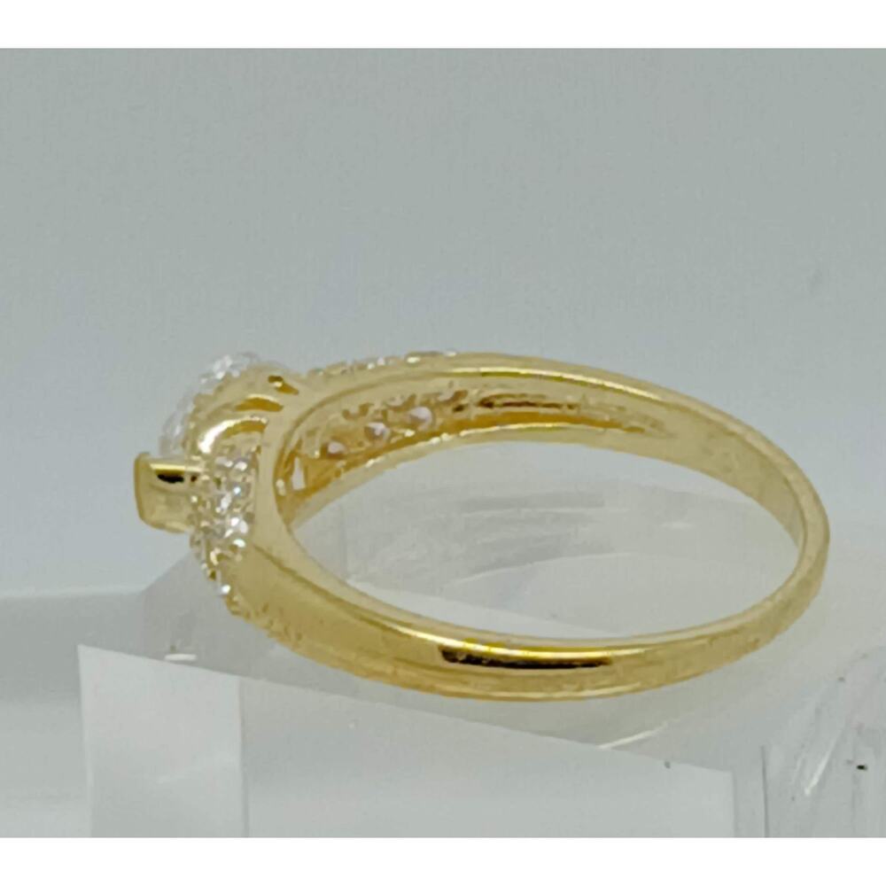 Vintage Gold Plated CZ Simulated Diamond Engagement Wedding Cocktail Ring Size 7 - Picture 9 of 10